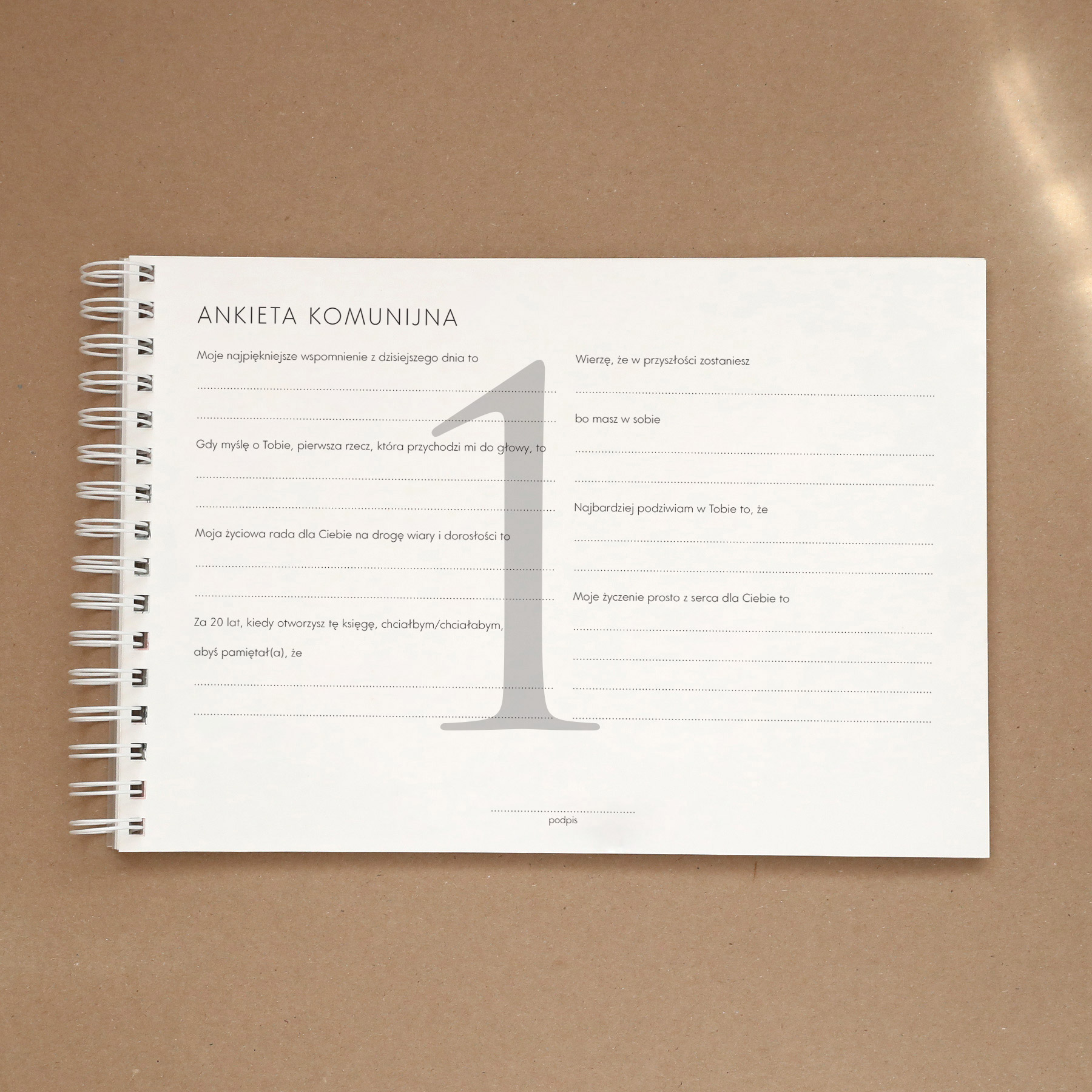 Księga gości na przyjęcie komunijne